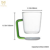 Mug en verre coloré sans plomb fait à la main, 250 ml, résistant aux chocs thermiques, pour le lait chaud et le café froid