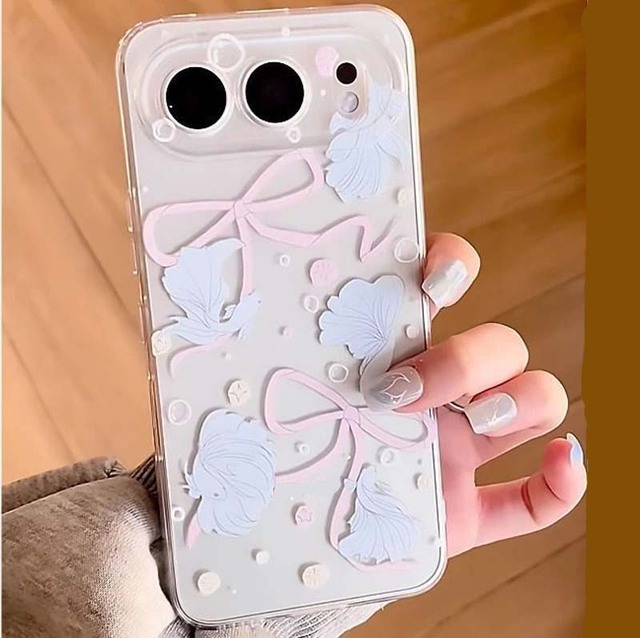Lovely Fish Bowknot Printing Shockproof Space TPU Mobile Phone Cover Case for Iphone X Xr Xs 11 12 13 14 15 16 17 Pro Max Air