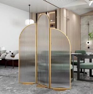 Divisor de Habitaciones Plegable Fijo de Acero Inoxidable y Vidrio de Diseño Moderno y Lujoso, Partición Multifuncional para Sala de Estar y Dormitorio - Product Image 1