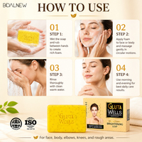 Savon Artisanal Éclaircissant au Glutathion ODM OEM, Vitamines C et E, Hydratant, Anti-Taches Brunes