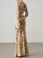 Robe longue en mousseline de polyester/coton, coupe diagonale ample, unie, à manches longues, style modeste, printemps-automne, luxe léger