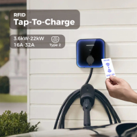 Station de recharge AC pour véhicules électriques 22 kW, certifiée CE, type 2, marché européen, contrôle par carte RFID, fabrication OEM