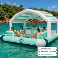 Île flottante gonflable OEM avec banc rembourré, comptoir de bar en PVC, logo personnalisé d'usine, vente en gros, approvisionnement direct