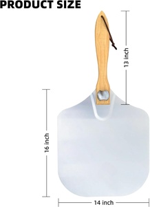 Pelle à pizza en acier inoxydable avec manche en bois, pliable, en aluminium, jetable, résistante au four, outil de transfert de pizza - Product Image 2