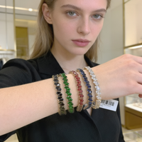 Bracelets de tennis pour femmes Artivelle, vente flash, pierres arc-en-ciel, bijoux fantaisie, plaqué or, zircons colorés, bracelet en cristal