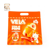 Sac en plastique personnalisé pour mini-pains avec poignée, pour emballage de boulangerie, pochette à fond plat imprimée, fabrication OEM, vente en gros