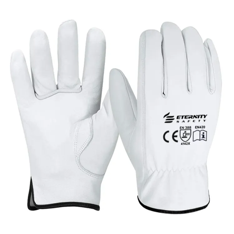 ENTE SAFETY Guantes de conductor de cuero de vaca de grano para hombre para el trabajo