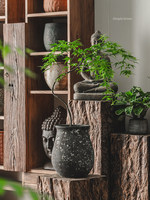 Pot de fleurs respirant de style Wabi-Sabi en ciment rétro pour une utilisation en intérieur/extérieur, décoration de salon, plantes vertes