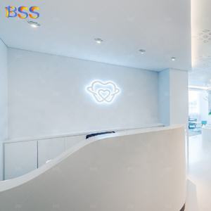 Design della Reception per la clinica odontoiatrica Gloss modernismo uso commerciale ricezione a forma di L Corian bianco su misura per dentale - Product Image 4