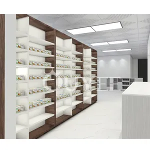 Prateleira de parede fixa, prateleira moderna para farmácia, loja médica e móveis