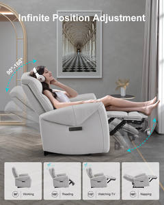 Sillón Reclinable de Gravedad Cero <span class=keywords><strong>MANWAH</strong></span>, Eléctrico, de Cuero Genuino, con Reposacabezas Eléctrico y Puerto USB-C para Sala de Estar - Product Image 2