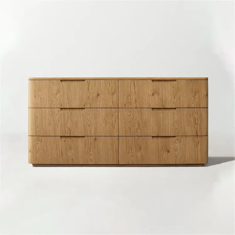 Toptan yeni stil Madero Dresser Modern meşe ahşap çekmeceli dolap 6 çekmeceli