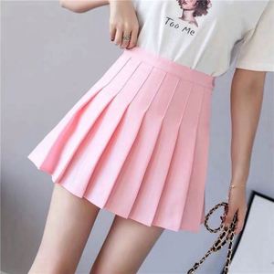 2025 Spring Summer Korean Women Natural Waist Casual Breathable Knitted <b>Mini</b> <b>Skirt</b> Shorts Pleated <b>Ruffles</b> Solid Pink Polyester - Product Image 2