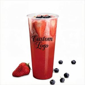 Gobelets en plastique PP transparents à fond plat, anti-fuite, jetables, écologiques, personnalisables avec logo, givrés, 90 mm, 260-1000 ml, vente en gros - Product Image 1