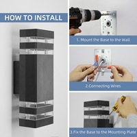 Lámpara de Pared Exterior Impermeable de Aluminio, 220V/110V, para Patio o Villa, de Una/Dos/Tres Luces, Cuadrada/Redonda, GU10