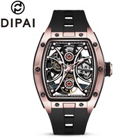 Jam Tangan Mekanik Otomatis Skeleton untuk Pria Tahan Air Bercahaya Tali Karet FKM Sport Hollow Menerima OEM ODM Grosir