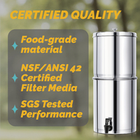 Seau purificateur d'eau en acier inoxydable 304 de 8,5 L à alimentation par gravité avec filtre à membrane UF à fibres creuses pour camping-car et camping en extérieur