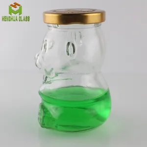 Nhà Sản Xuất Tùy Chỉnh 250Ml 8Oz Gấu Shape Glass Jar Đặc Biệt Hình Dạng Động Vật Thủy Tinh Mật Ong Jar Kẹo Dưa Chua Jar Với Nắp