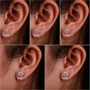 Pendientes de Diamantes Cultivados en Laboratorio con Certificación GIA IGI, HPHT CVD, 1, <span class=keywords><strong>2</strong></span>, <span class=keywords><strong>3</strong></span> Quilates, Oro Sólido de 10k, 14k, 18k, 4 Puntas - Product Image 2
