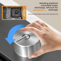 Évier de cuisine Maite moderne intelligent en acier inoxydable, fait main, à cuve unique, multifonctionnel, à poser sur comptoir, avec robinet et rince-verre