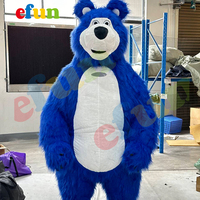 Efun 2/2.6/3m Costume de mascotte gonflable ours en peluche de taille adulte avec design à fourrure pour événements animés