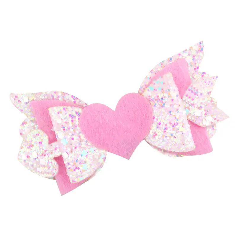 3-3.5 ''Cupido Vleugels En Pijl Bows Voor Valentijn Haarelastiekjes Glitter Angel Hair Clips