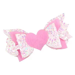 3-3.5'' cupid wings and arrow bows for valentine hair bows glitter angel hair clips