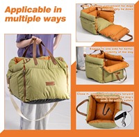 Siège de voiture pour chien en similicuir de luxe moderne, convertible multi-positions, avec housse imperméable et lavable, et harnais métallique