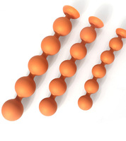 3 Perles Anales en Silicone Liquide Jaune, Design Sphérique, Base à Ventouse Puissante, Long Plug Anal, 100% Étanche, Jouets Sexuels