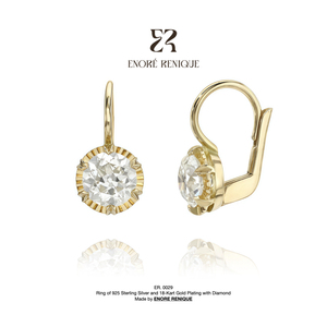 Boucles d'oreilles pendantes à levier en moissanite 2 carats couleur D VVS1, bordure pièce de monnaie, en argent sterling 925 plaqué or 18 carats, bijoux esthétique Old Money - Product Image 1