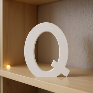 Lettera Q in Legno Bianca 3D Decorazione da Parete per Insegne e Arredamento Casa - Product Image 3