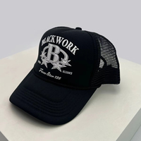 Gorra de béisbol unisex con estampado de letras, 5 paneles, logotipo personalizado, deportiva, de malla, tipo camionero, con cuerda