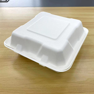 Einweg-Kunststoff-Clamshell-Imbiss <span class=keywords><strong>box</strong></span> 8x8 Papier-Lebensmittel behälter Zuckerrohr-Bagasse-Zellstoff-<span class=keywords><strong>Burger</strong></span>-Brotdose - Product Image 2