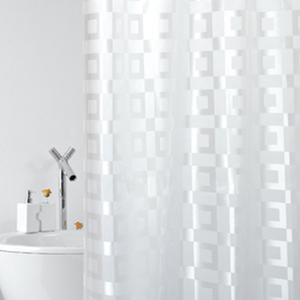 Cortina de Ducha de Tela DAMA 240x200 Cm con Patrón Geométrico para Baño - Product Image 1