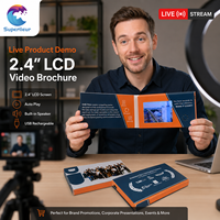 Carte de visite vidéo promotionnelle personnalisée avec écran LCD de 2,4 pouces, interrupteur magnétique et lecture automatique, format de poche, pour la vente en gros