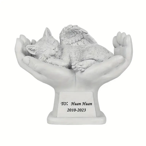 Özel el yapımı el-boyalı anıt melek kedi eller reçine heykelcik ev dekorasyon heykeli için Pet hatırlama - Product Image 2