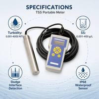 Medidor de Turbidez Portátil TSS, Analizador de Sólidos Suspendidos y Monitor de Interfaz de Lodos con Sensor de Acero Inoxidable IP68