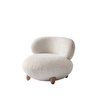 Chaise longue moderne au design actuel en tissu, fauteuil simple rond pour salon, style Teddy