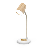 Lampe de bureau en bambou 3-en-1 avec source de lumière LED + haut-parleur + chargeur sans fil 15W
