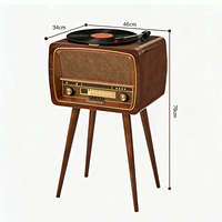 Système de tourne-disque vintage style rétro, directement du fabricant, tout-en-un, lecteur audio sans fil avec pieds en bois pour chambre et bureau
