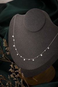 Collar de Oro Real de 10K con Diamante Cultivado en Laboratorio Personalizado de Fábrica, Collar con Colgante de Barra Larga para Regalo - Product Image 5