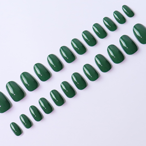 AIERFEI 24PCs Verde Color sólido Prensa <span class=keywords><strong>Uñas</strong></span> en las <span class=keywords><strong>uñas</strong></span> postizas Efecto de esmalte de gel ovalado corto Suministros tecnológicos para <span class=keywords><strong>uñas</strong></span> postizas - Product Image 4