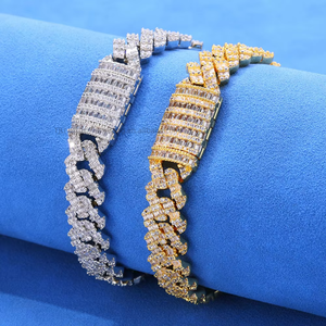 Pulsera de Cadena Cubana Hip Hop de 10mm con Zirconia Mixta en Forma de T y Rombo para Hombre, Joyería Tanjing - Product Image 3
