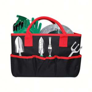 Large <b>Garden</b> <b>Tool</b> Organizer Bag Carrier Gardening <b>Storage</b> Tote with Exterior Side Pockets Handles - Product Image 1