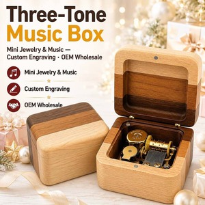 Caja <span class=keywords><strong>de</strong></span> Música <span class=keywords><strong>de</strong></span> Madera Sankyo, Rectangular, <span class=keywords><strong>de</strong></span> Nogal, con Manivela, 18 Notas, Cierre Magnético Moderno, Mecanismo <span class=keywords><strong>Musical</strong></span> <span class=keywords><strong>de</strong></span> Cuerda, Regalo <span class=keywords><strong>Musical</strong></span> - Product Image 1