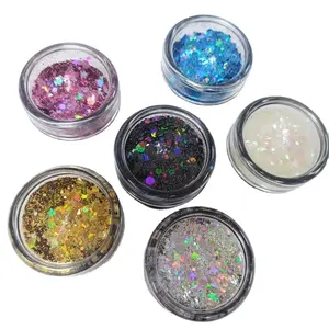 wholesale bulk polyester glitter 3 g containers pot with glitter powder mix chunky glitter shapes for nails