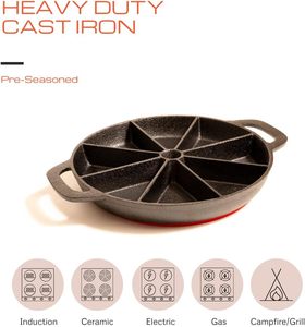 Padella <span class=keywords><strong>in</strong></span> Ghisa Pretrattata a 8 Fessure Senza Rivestimento per Cornbread, Brownies, <span class=keywords><strong>Pizza</strong></span> - Product Image 3