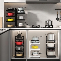 Nouveau support de rangement de cuisine en métal multicouche réglable support de casserole polyvalent pour comptoir évier armoire pot couverture stockage