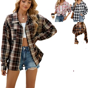<span class=keywords><strong>Camicia</strong></span> a <span class=keywords><strong>quadri</strong></span> da <span class=keywords><strong>donna</strong></span> autunno inverno per l'Europa degli Stati Uniti commercio estero transfrontaliero manica lunga con bottone con risvolto - Product Image 1
