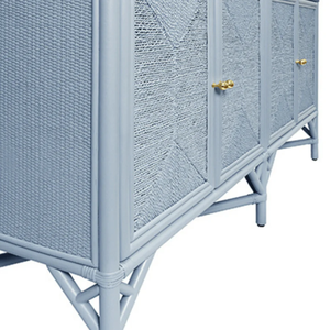 Eleanor Cabinet Rattan four door cabinet with <b>rope</b> front doors in painted <b>light</b> blue Woven/Wicker/Rattan/Cane - Product Image 6